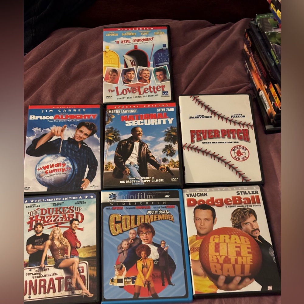 Comedy DVD Collection of 7 Bruce almighty dodgeball fever pitch dukes of hazard
